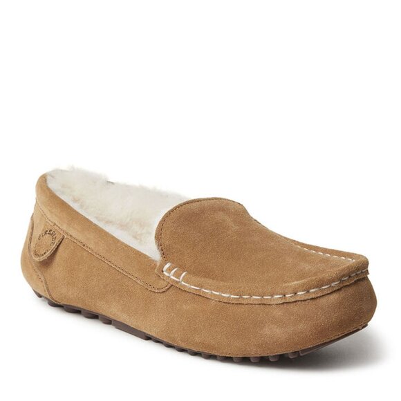 dearfoams Shoes - NIB Fireside by Dearfoams Mel Genuine Shearling Moccasin 10 Chestnut Slippers